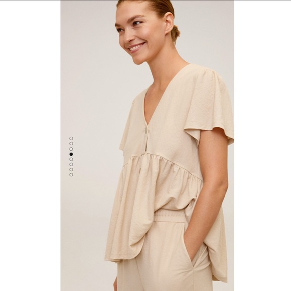 MANGO Flared Blouse and Fluid Culotte Pants Set - Picture 3 of 7